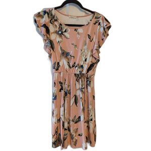 Beeson River Floral Fairycore Whimsical Flowy Dress Small Flutter Sleeves